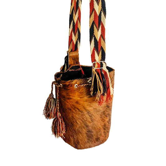 MOCHILA CUERO - TIRAS WAYUU ORIGENESS OS36