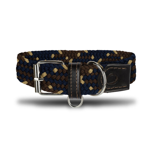 Collar para perros Origeness - Collar Trenzado Mascota OS10 - Azul Y Café Bronce | Origeness