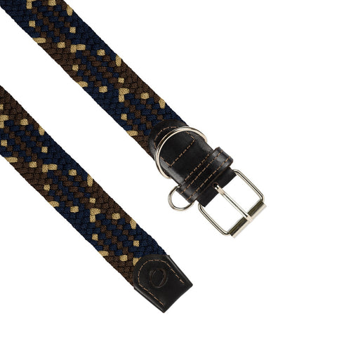 Detalle accesorio para perros - Collar Trenzado Mascota OS10 - Azul Y Café Bronce | Origeness