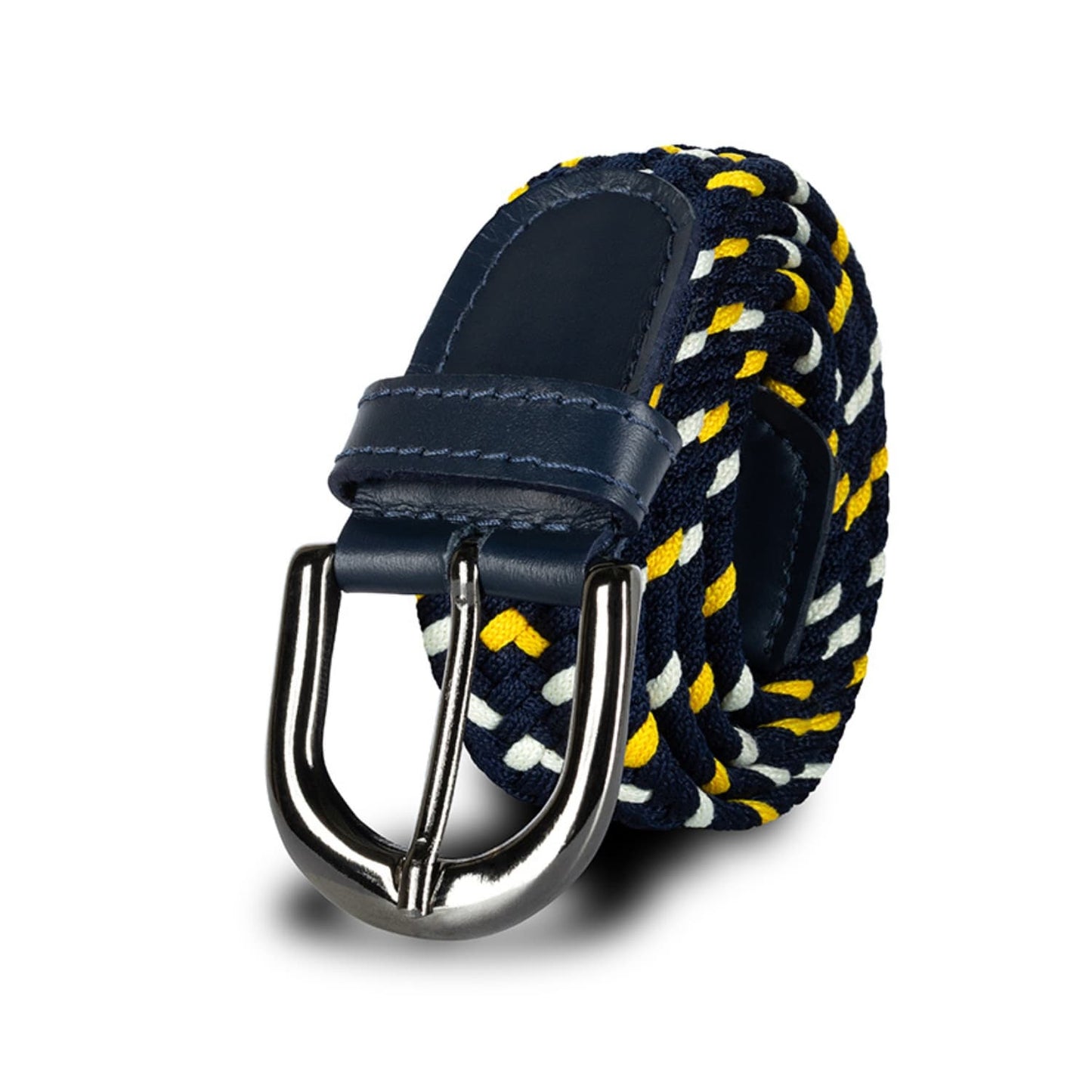 Cinturón mujer azul y amarillo solar detalle trenzado - Origeness Colombia