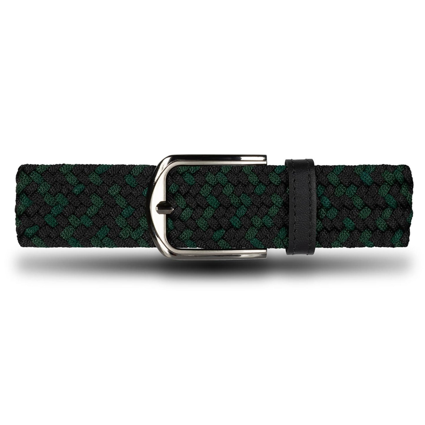 Cinturón Trenzado Hombre OS14 - Negro Y Verde Deep Sea | Origeness frente sin huecos elastico 