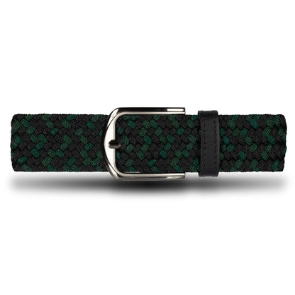 Cinturón Trenzado Hombre OS14 - Negro Y Verde Deep Sea | Origeness frente sin huecos elastico 