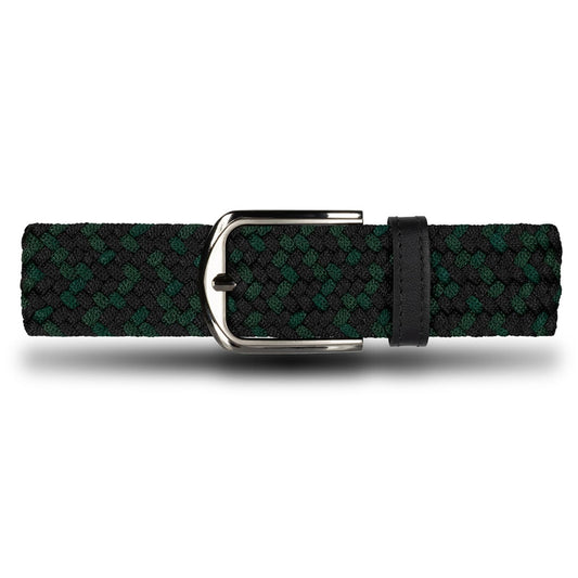Cinturón Trenzado Hombre OS14 - Negro Y Verde Deep Sea | Origeness frente sin huecos elastico 