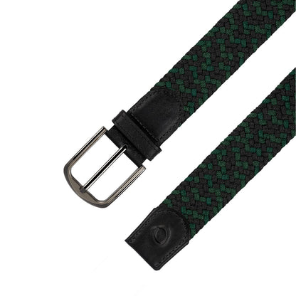 Cinturón Trenzado Hombre OS14 - Negro Y Verde Deep Sea | Origeness. arriba 