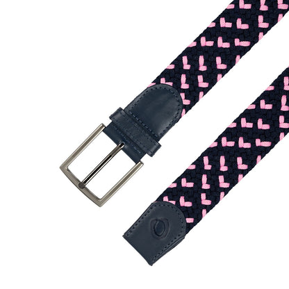 Cinturon Trenzado Hombre OS19 - Azul Y Rosa Flamingo elastico arriba cuero