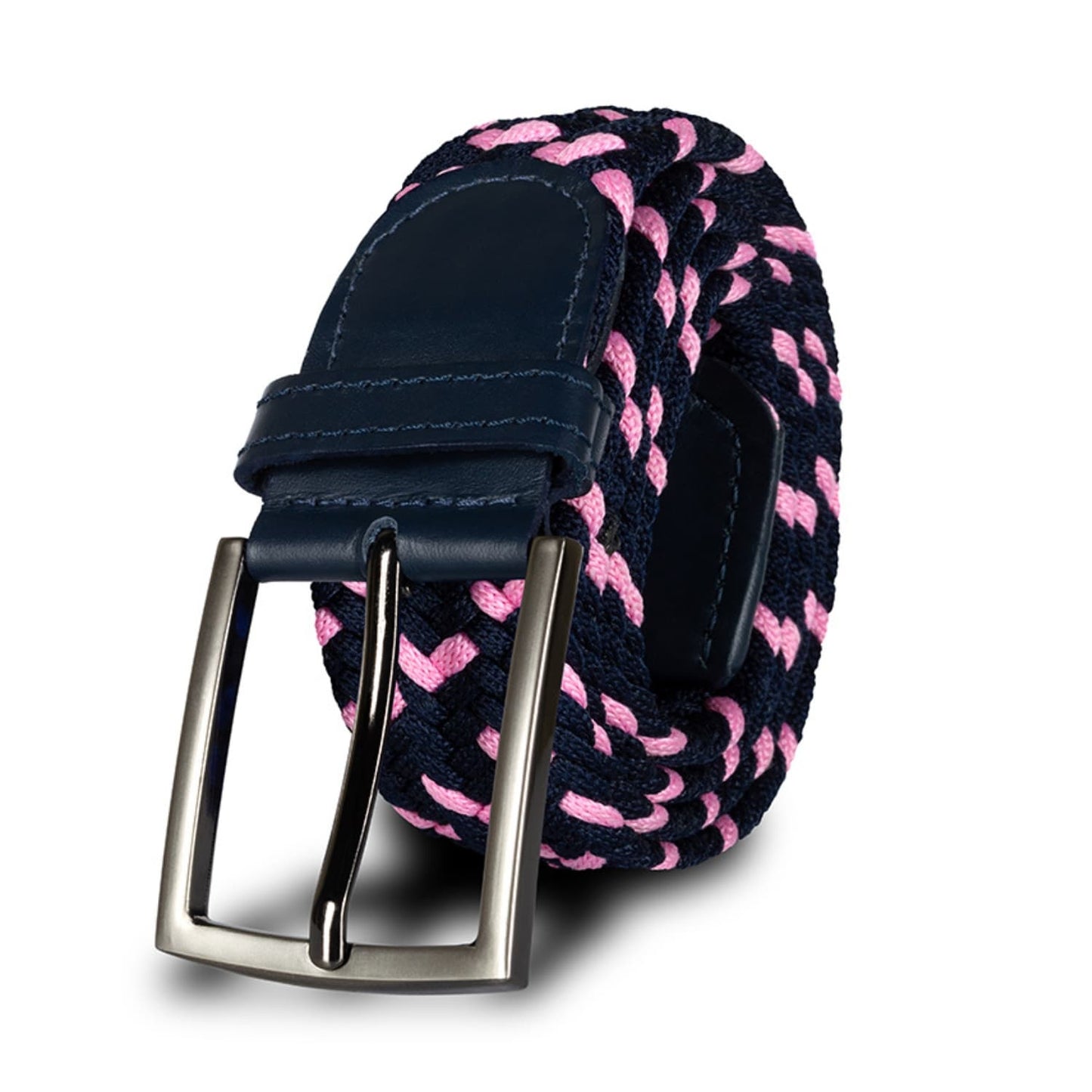 Cinturon Trenzado Hombre OS19 - Azul Y Rosa Flamingo lado elastico 