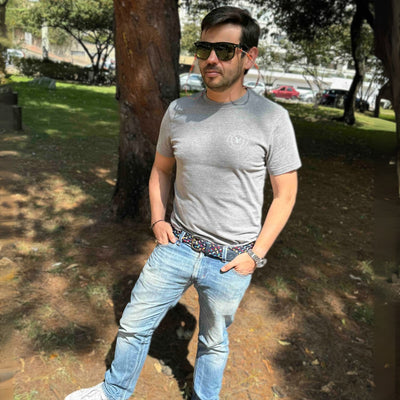 Cinturón Trenzado Hombre OS11 - Azul Tricolor Tour | Origeness detalle