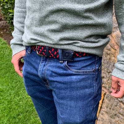Cinturón Trenzado Hombre OS16 - Azul Y Rojo Borgoña | Origeness detalle