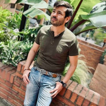 Cinturón Trenzado Hombre OS20 - Gris Y Café Mosaico | Origeness