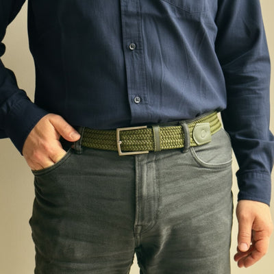 Cinturón Trenzado Hombre OS38 - Verde Oliva Imperial | Origeness detalle