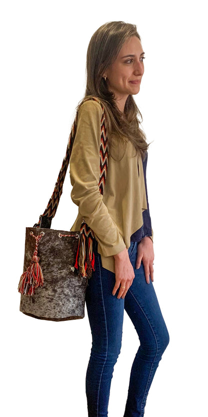 MOCHILA CUERO - TIRAS WAYUU ORIGENESS OS33