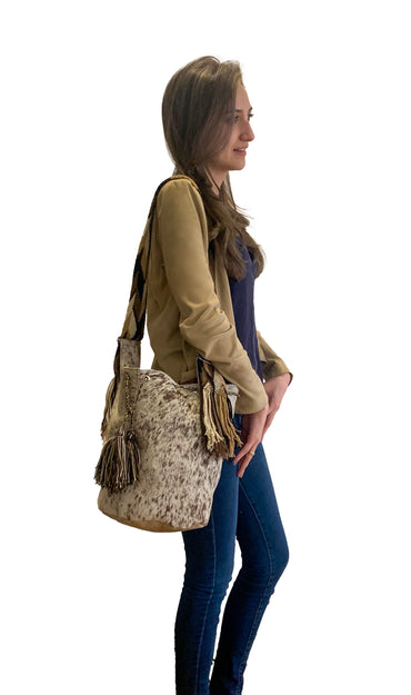 MOCHILA CUERO - TIRAS WAYUU ORIGENESS OS38